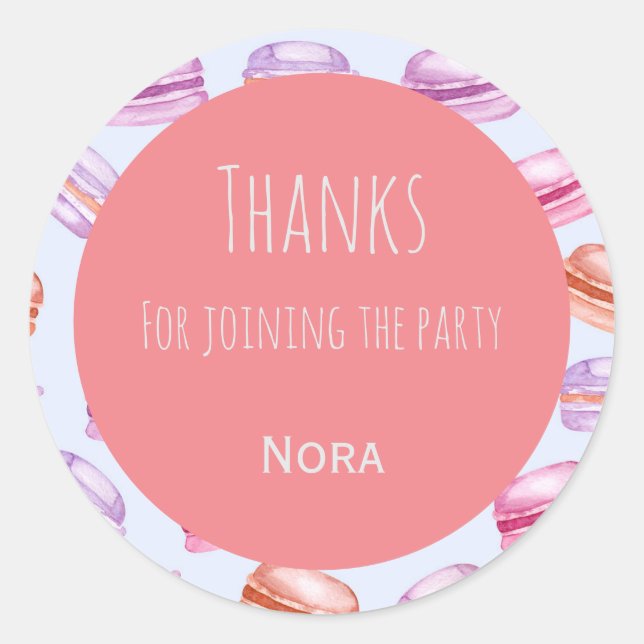 Macaroons dankt Kindern Gastgeschenk Aufkleber (Vorderseite)