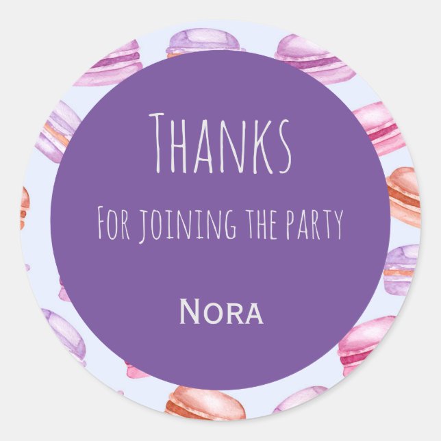 Macaroons dankt Kindern Gastgeschenk Aufkleber (Vorderseite)