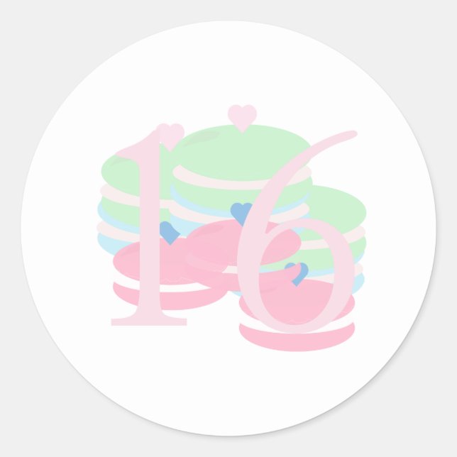 Macaroons Quince Sweet 16 Pastel Gevor Box Runder Aufkleber (Vorderseite)