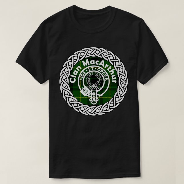 MacArthur Scottish Clan Familienname Tartan c T-Shirt (Design vorne)