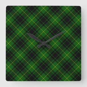 MacArthur tartan green plaid Quadratische Wanduhr