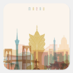 Macau, China   City Skyline Quadratischer Aufkleber