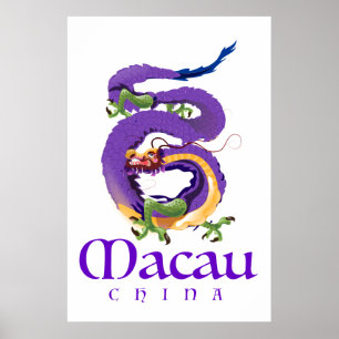 Macau China Drache Reiseplakat. Poster