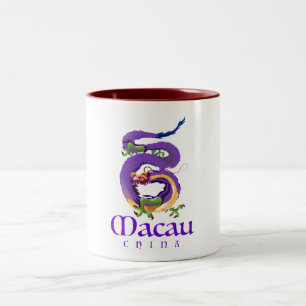 Macau China Drache Reiseplakat. Zweifarbige Tasse