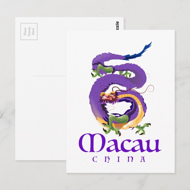 Macau China Dragon Reiseplakat. Postkarte (Vorne/Hinten)