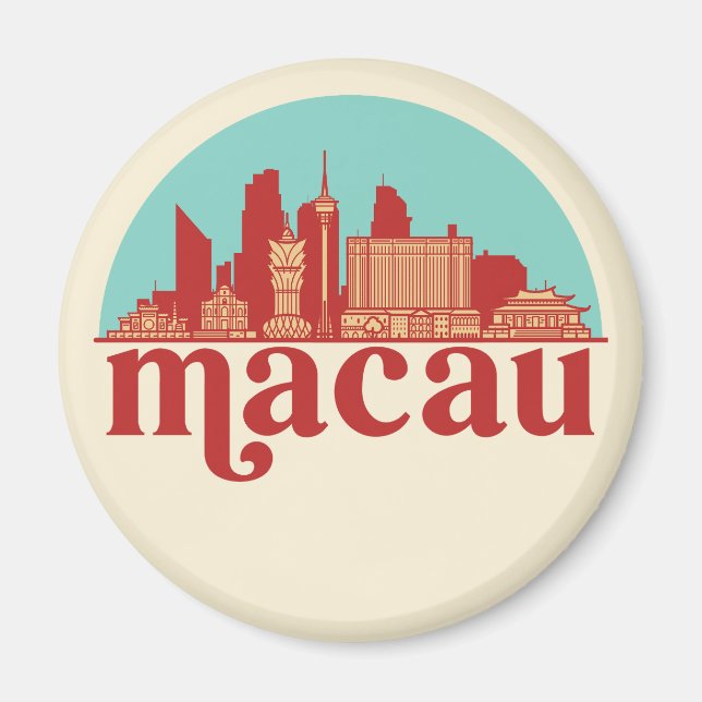 Macau China Retro City Skyline Stadtrundgang Magnet (Vorne)