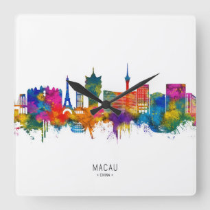 Macau China Skyline Quadratische Wanduhr