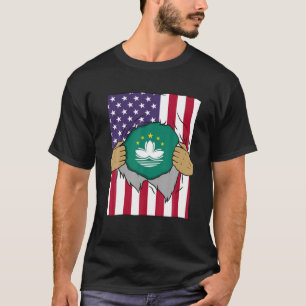 Macau Flag Blut in mir Zuhause Pride Macao Americ T-Shirt