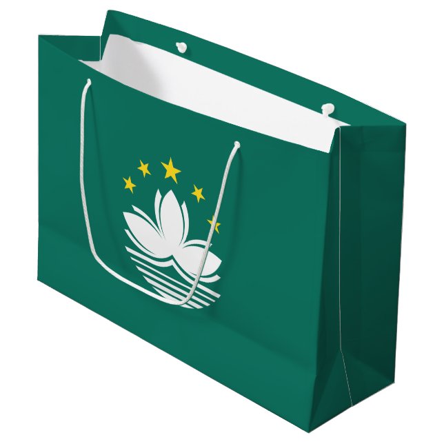Macau-Flagge Große Geschenktüte (Vorderseite Schrägansicht)