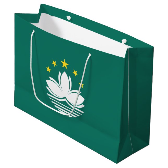 Macau-Flagge Große Geschenktüte (Vorderseite Schrägansicht)
