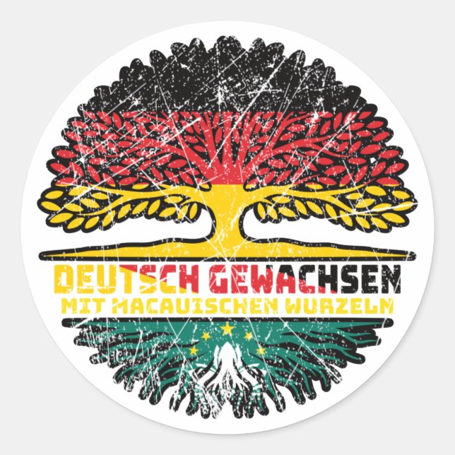 Macau Macauisch Deutsch Deutschland Baum Wurzel Runder Aufkleber (Vorderseite)
