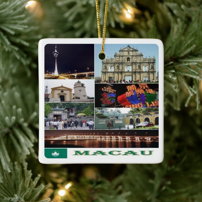Macau oder Macao Collage , Asien, Keramikornament (Baum)