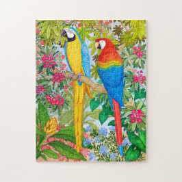 Macaw-Aquarell plappert Puzzlespiel nach