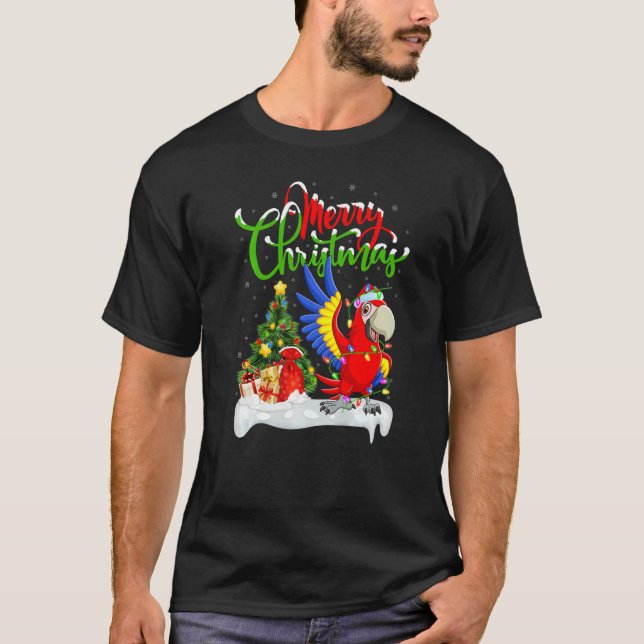 Macaw Bird  Xmas Decorations Santa Macaw Christmas T-Shirt (Vorderseite)