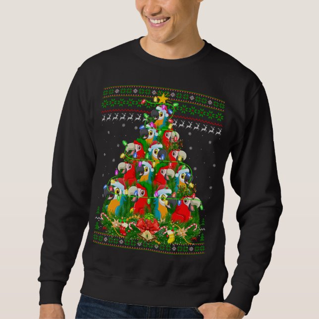 Macaw Bird Xmas Leuchtturm Santa Macaw Ugly Chr Sweatshirt (Vorderseite)