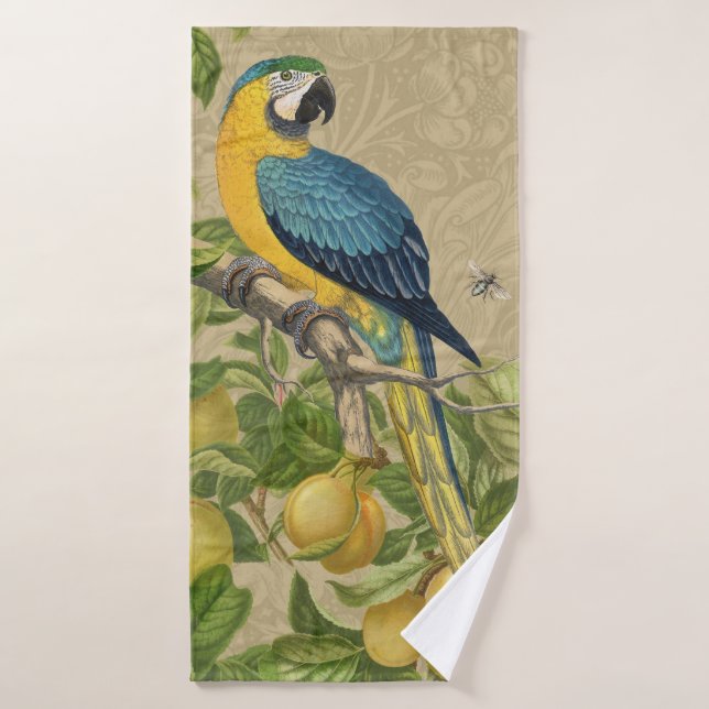 Macaw Blue Yellow Tropical Dschungel Antique Badhandtuch Set (Badehandtuch)