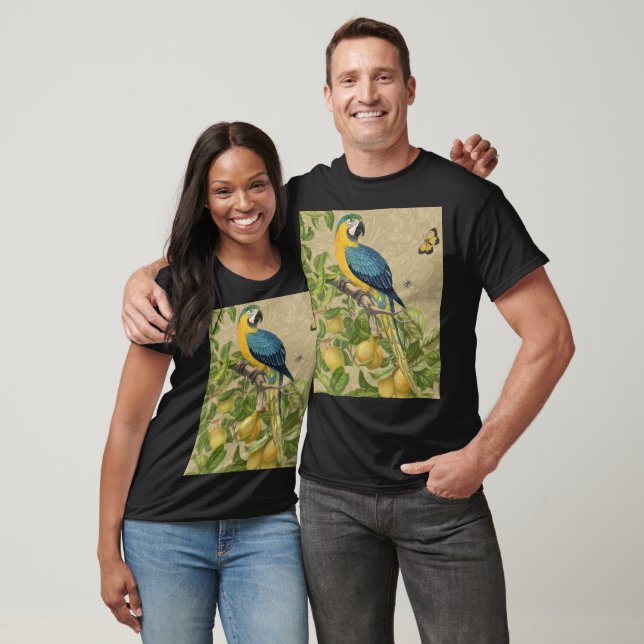 Macaw Blue Yellow Tropical Dschungel Antique T-Shirt (Unisex)