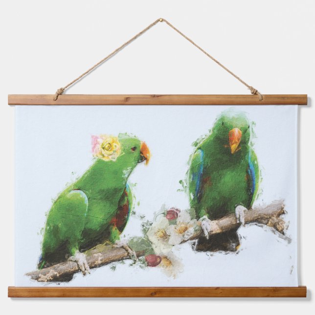 Macaw Couple Wall Art Wandteppich Mit Holzrahmen (Vorne)