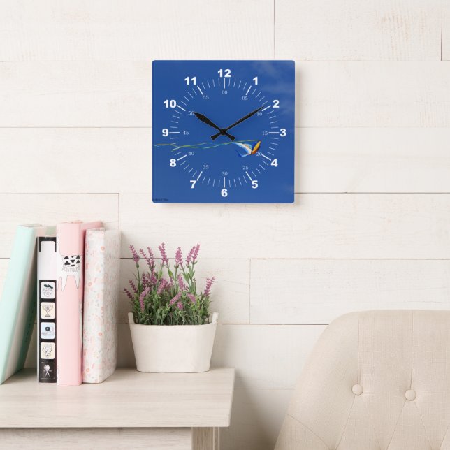 Macaw Kite Quadratische Wanduhr (Lesesaal)