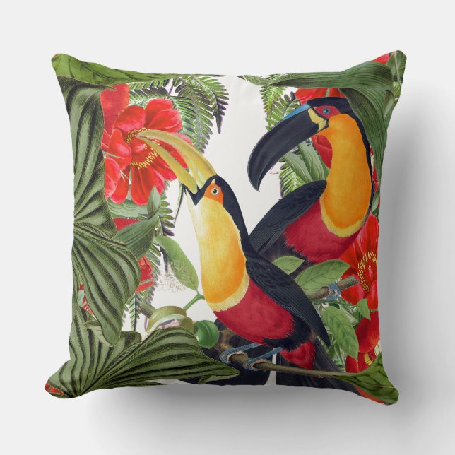 Macaw-Papagei Toucan Vogel-Tier-Wurfs-Kissen Kissen (Vorderseite)