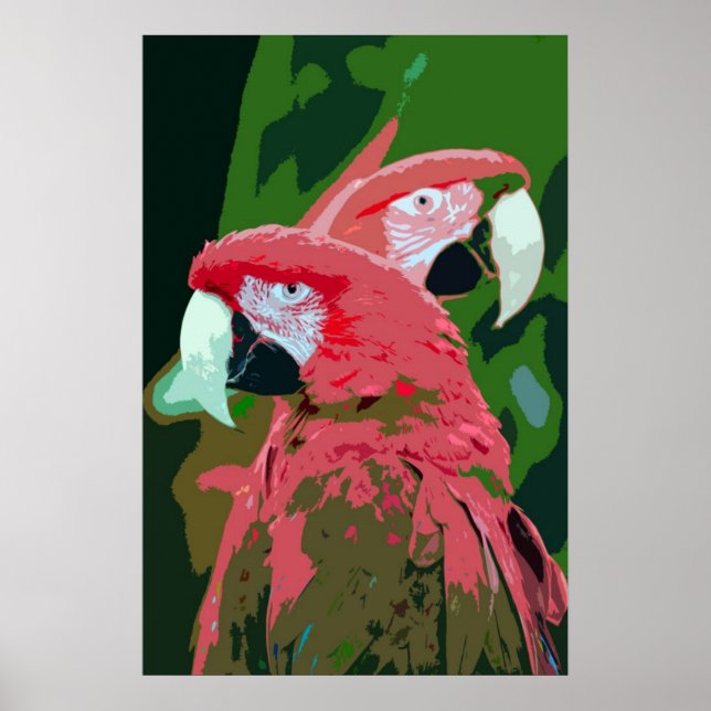 Macaw Papageien abstraktes Plakat (Vorne)