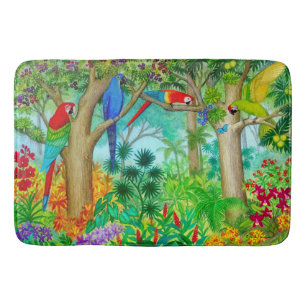 Macaw-Papageien-Dschungel-Kunst-Bad-Matte Badematte