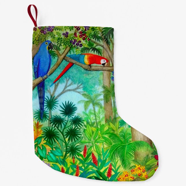Macaw-Papageien-Dschungel-WeihnachtsStrumpf Kleiner Weihnachtsstrumpf (Vorderseite)
