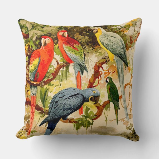 Macaw-Papageien-Vogel-Tier-Tier-Wurfs-Kissen Kissen (Vorderseite)
