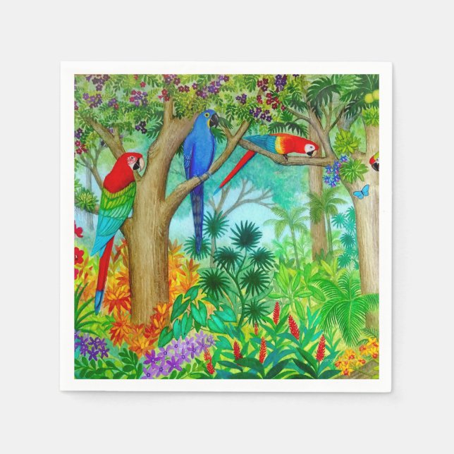 Macaw Parrot Art Jungle Papier Napkins Serviette (Vorderseite)