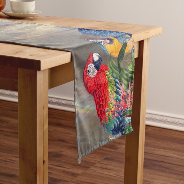 Macaw Parrot Bird Orchid Flower Table Runner Mittelgroßer Tischläufer (Beispiel)