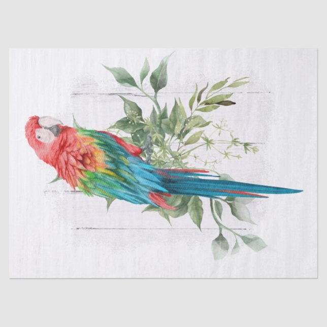 Macaw Parrot Eucalyptus Watercolor Seidenpapier (Vorderseite)