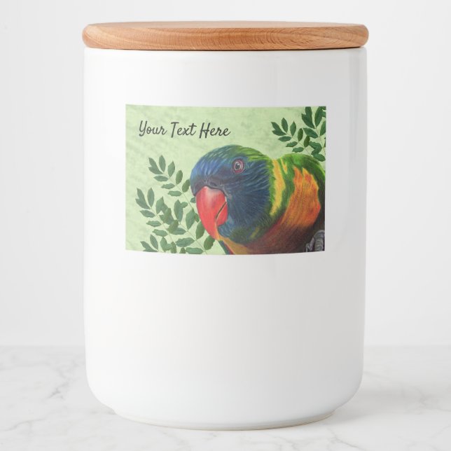 Macaw Parrot farbenfrohe Feathers Red Beak Pflanze Lebensmitteletikett (Vorderseite)