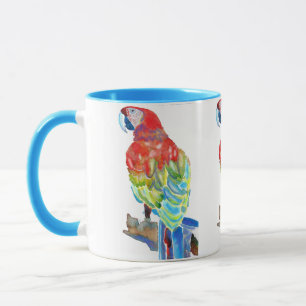 Macaw Parrot farbige Vögel Aquarellfarben Tasse Bl