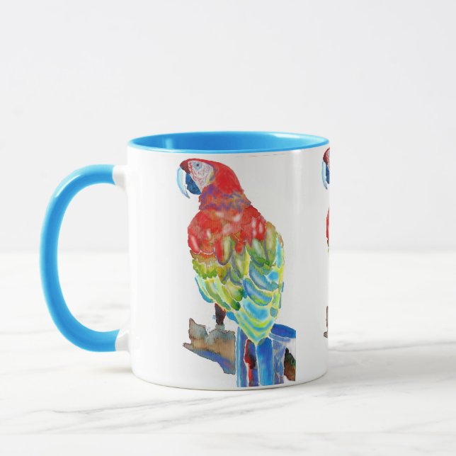 Macaw Parrot farbige Vögel Aquarellfarben Tasse Bl (Links)
