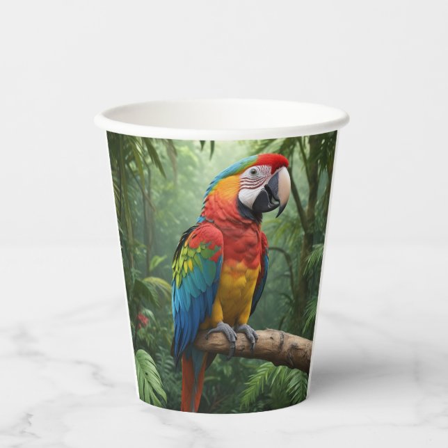 Macaw Parrot in Dschungel Pappbecher (Vorderseite)