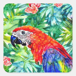 Macaw Parrot Quadratischer Aufkleber