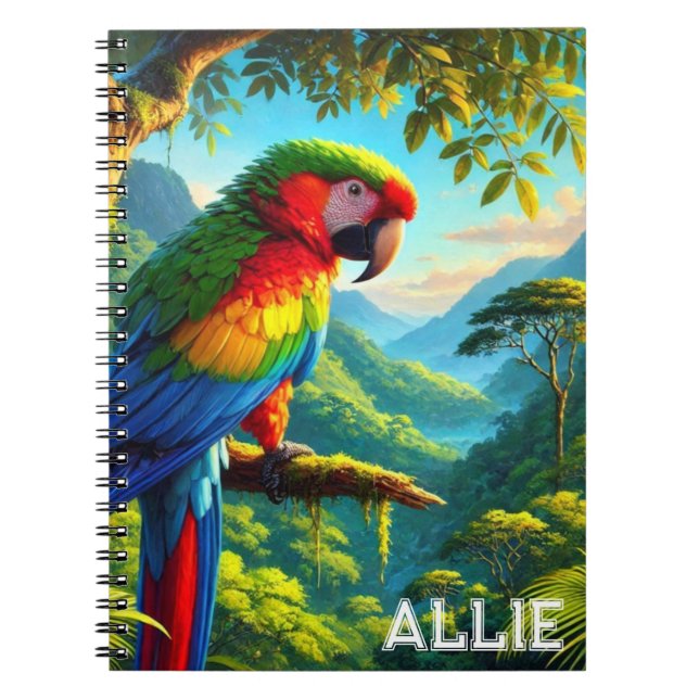 Macaw Parrot Rainforest Spiral Foto Notebook Notizblock (Vorderseite)