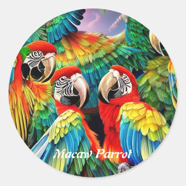 Macaw Parrot Runder Aufkleber (Vorderseite)