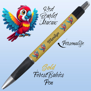 Macaw Parrot, Tropical Bird Safari Animal Gold Kugelschreiber