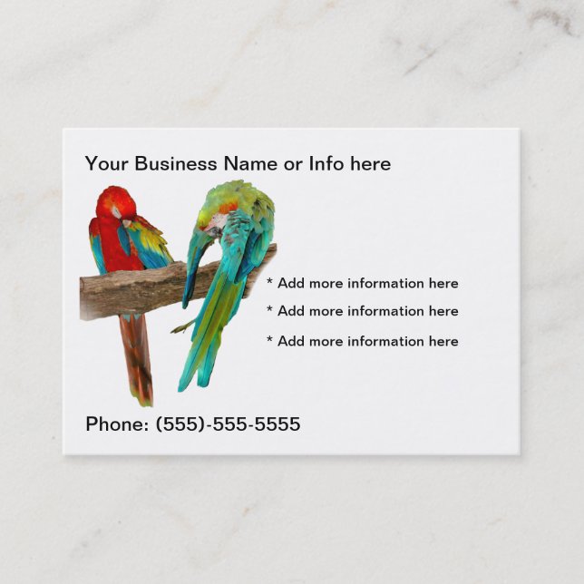 Macaw Parrots Birds Business Cards Visitenkarte (Vorderseite)