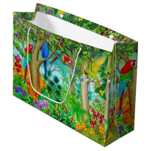 Macaw-tropische Dschungel-Geschenk-Tasche groß Große Geschenktüte