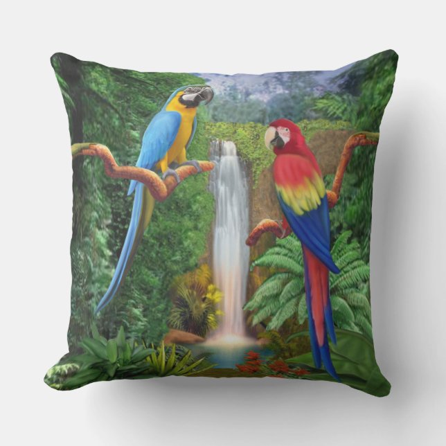 Macaw-tropische Papageien Kissen Für Draußen (Vorderseite)