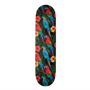 Macaw-und Hibiskus-Muster Skateboard