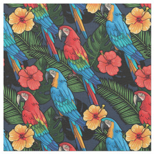 Macaw-und Hibiskus-Muster Stoff