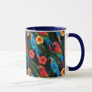 Macaw-und Hibiskus-Muster Tasse