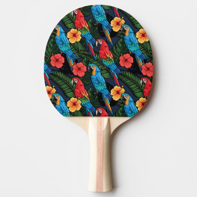 Macaw-und Hibiskus-Muster Tischtennis Schläger (Vorderseite)