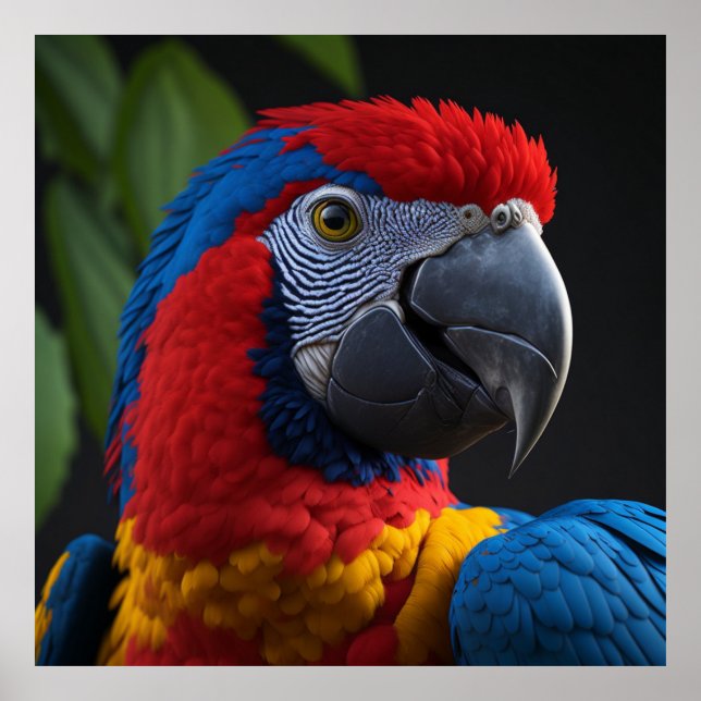 Macaw Vogel 3D mit hoher Detailtreue, lebhafte Far Poster (Vorne)