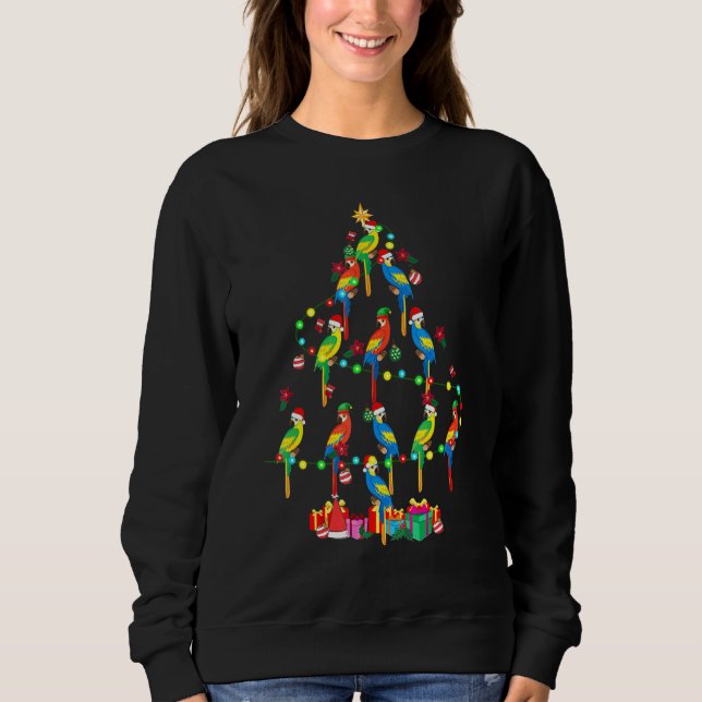 Macaws Christmas Tree Lights Santa Elf Macaw Sweatshirt (Vorderseite)