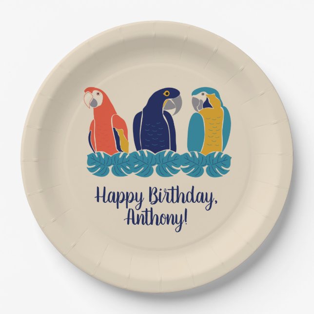 Macaws Illustrationen Tropisches Party Pappteller (Vorderseite)