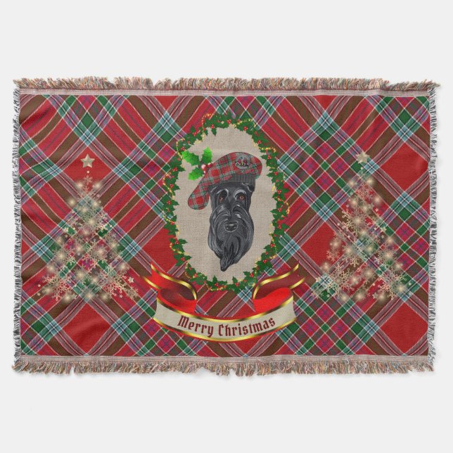 MacBean Scottie Dog Christmas Throw Blanket Decke (Vorderseite)